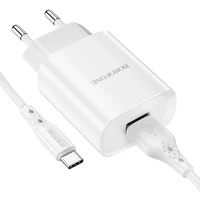 Borofone Sieninis įkroviklis BN1 Innovative - USB - 2,1A su USB į Type C baltas