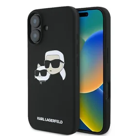 Karl Lagerfeld silikoninis Nauble Heads Print magnetinis dėklas telefonui iPhone 16 - juodas