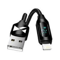 USB-A - Lightning kabelis Wozinsky WUALC1 su LED ekranu 2.4A 1m - juodas