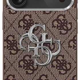 Guess 4G Big 4G Classic Logo dėklas telefonui, skirtas iPhone 17 – rudas ir sidabrinės spalvos
