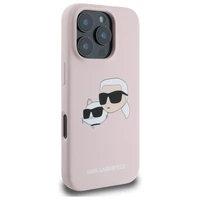 Dėklas telefonui Karl Lagerfeld Silikoninis Nauble Heads Print MagSafe iPhone 16 Pro Max - rožinis