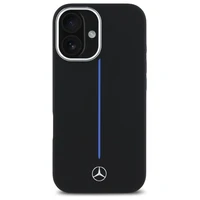 Mercedes silikoninis mėlyna juosta Magnetinis dėklas telefonui iPhone 16 - juodas