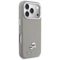 KARL LAGERFELD case for IPHONE 17 Pro Max compatible with MagSafe KLHMP17X6PFKCLG (PU FW W/ K&C Head Pin) gray