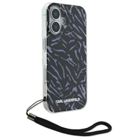 Karl Lagerfeld Zebra Pattern & Cord dėklas telefonui iPhone 16 Plus - violetinis