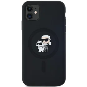 Karl Lagerfeld Silikoninis Karl&Choupette Magnetinis dėklas iPhone 11 / Xr - juodas