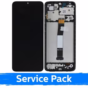 Ekranas skirtas Xiaomi Redmi 12C juodas su rėmeliu (Service Pack)