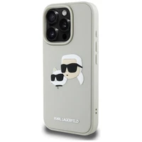 Karl Lagerfeld HC 3D guminis dvigubų galvų iPhone 16 Pro Max dėklas - smėlio spalvos