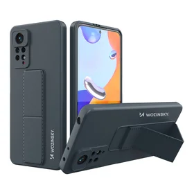Wozinsky Kickstand Case silikoninis dėklas su stovu Xiaomi Redmi Note 11 Pro tamsiai mėlynas