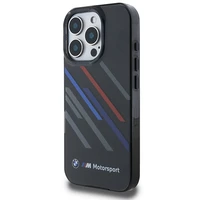BMW Motosport IML atsitiktinės juostos iPhone 16 Pro Max dėklas - juodas