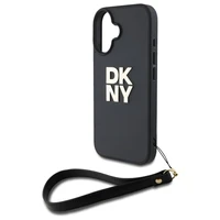 DKNY Wrist Strap Stock Logo dėklas telefonui iPhone 16 - juodas
