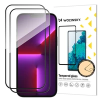 2 vnt. Pilno ekrano grūdintas stiklas su rėmeliu Case Friendly Wozinsky Full Glue iPhone 15 Pro - juodas
