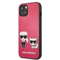 Karl Lagerfeld Ikonik Karl&Choupette dėklas iPhone 13 mini - fuksijos spalvos