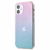 Guess GUHCP12S3D4GGBP iPhone 12 mini 5.4" mėlyna-rožinė/mėlyna ir rožinė kietas dėklas 4G 3D rašto kolekcija
