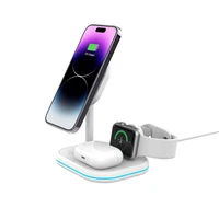 Tech-Protect QI15W-A27 3-in-1 indukcinis įkroviklis su MagSafe stovu išmaniajam telefonui / Apple Watch / AirPods - baltas