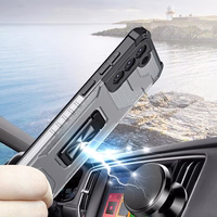 Crystal žiedinis dėklas šarvuotas hibridinis + magnetinis laikiklis Samsung Galaxy S22 + (S22 Plus) juodas