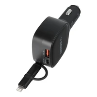 VEGER automobilinis įkroviklis su USB-C kabeliu (USB-C / Lightning) QC PD 84W CC89 juodas