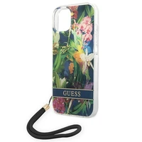 Guess GUOHCP14SHFLSB iPhone 14 6.1 "mėlynas/mėlynas kietas dėklas Gėlių dirželis