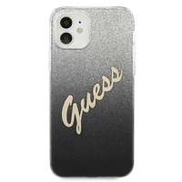 Guess GUHCP12SPCUGLSBK iPhone 12 mini 5.4" juodas/juodas kietas dėklas Glitter Gradient Script