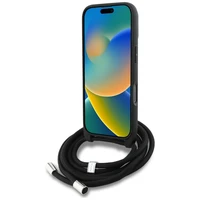 Karl Lagerfeld per petį nešiojamas grūdėto rašto ir logotipo dėklas telefonui iPhone 16 Pro Max - pilkas