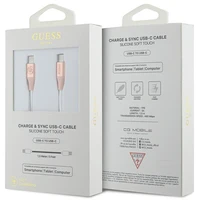 "Guess Ebossed" logotipas USB-C / USB-C kabelis 1,5 m greito įkrovimo - rožinis