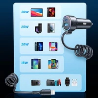 Automobilinis įkroviklis Joyroom JR-CL07 3-in-1 USB/Type-C 55W + Type-C 1.5m juodas