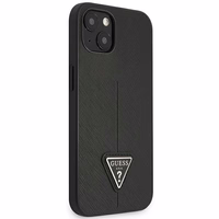 Guess GUHCP14MPSATLK iPhone 14 Plus 6.7 "juodas/juodas kietas dėklas SaffianoTriangle Logo