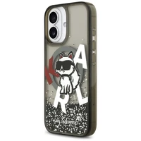Karl Lagerfeld Skystas blizgantis Choupette logotipas Magnetinis dėklas iPhone 17 - juodas