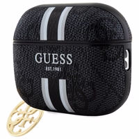 Guess GUAP2P4RPSK AirPods Pro 2 (2022/2023) dėklas juodas 4G Printed Stripes Charm