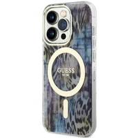 Guess GUHMP14LHLEOPWB iPhone 14 Pro 6.1" mėlynas/mėlynas kietas dėklas Leopardas MagSafe