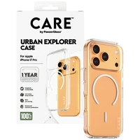 CARE by PanzerGlass Flagship Urban Explorer dėklas telefonui su baltu magnetiniu MagSafe, skirtas iPhone 17 Pro – skaidrus