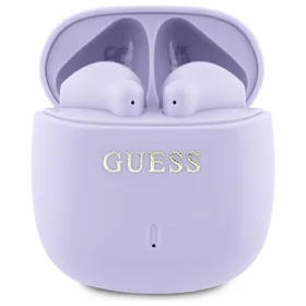 Guess Bluetooth ausinės GUTWSJ14ESGU TWS + įkrovimo stotelė violetinės/violetinės spausdintas klasikinis logotipas