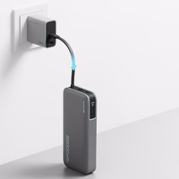 Cuktech CUKP200NGLDG 55W 20000mAh Išorinė baterija su įmontuotu USB-C kabeliu - pilka