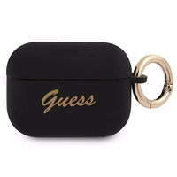 Guess GUAPSSSK AirPods Pro dėklas juodas/juodas Silikonas Vintage Script