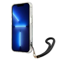 Guess GUHCP13XHFLSB iPhone 13 Pro Max 6.7" mėlynas kietasis dėklas su gėlių dirželiu