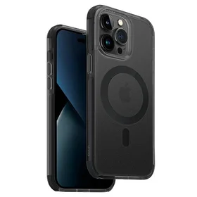 Uniq Combat dėklas telefonui iPhone 14 Pro Max 6.7" su Magclick įkrovimu - juoda / betono pilka