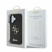 Guess Fixed Glitter Big 4G dėklas telefonui iPhone 16 - juodas