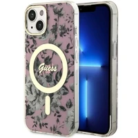 Guess GUHMP14MHCFWSP iPhone 14 Plus 6.7" rožinis/rožinis kietas dėklas Gėlė Magnetinis