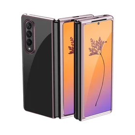 Dėklas Samsung Galaxy Z Fold 4 su metaliniu rėmu rožinis