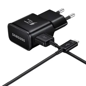 Samsung EP-TA200EBE USB-A 15W sieninis įkroviklis su EP-DR140ABE USB-A - USB-C kabeliu (OOB Bulk - pakaitinė pakuotė) - juodas