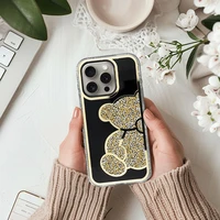 TEDDY BEAR dėklas telefonui IPHONE 16 Pro Max auksinis