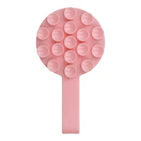 Silikoninis prisiurbiantis telefono laikiklis magnetinis su žiedu MSH9 šviesiai rožinis