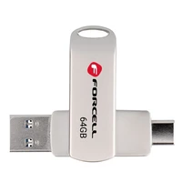 FORCELL F-DATA USB atmintukas Metal Duo 64GB USB3.2 Gen 1 (USB A / Type C) sidabrinis