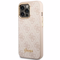 Guess 4G Vintage Gold Logo dėklas iPhone 14 Pro Max - rožinis