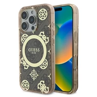 Guess IML Peony On 4G Background Magnetinis dėklas iPhone 16 Pro Max - rudas