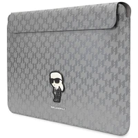 Karl Lagerfeld Saffiano Monograma Ikonik dėklas 14" nešiojamam kompiuteriui - sidabrinis
