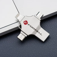 FORCELL F-DATA USB atmintukas Metal Quad 64GB USB3.2 Gen 1 (USB A / Type C / Lightning / Micro USB) sidabrinis