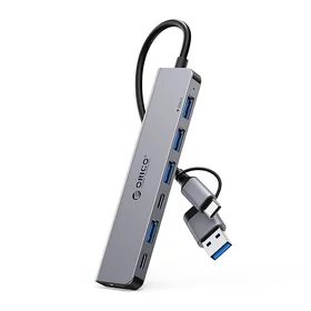 Orico YSA7-U3 USB-A/USB-C Hub prijungimo stotelė 4x USB-A 2.0 + 1x USB-A 3.0 + 2x USB-C 2.0 - pilka