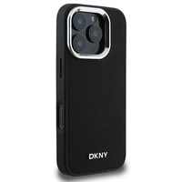 DKNY Paprastas sidabrinis logotipas magnetinis iPhone 16 Pro dėklas - juodas