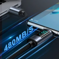 "Joyroom Prism Series A16" USB-C / USB-A kabelis 66W 1,2 m su LED ekranu - juodas