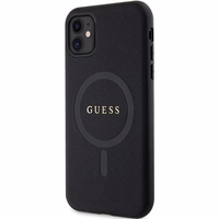 Guess GUHMN61PSAHMCK dėklas iPhone 11 / Xr - juodas Saffiano MagSafe